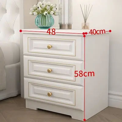 Solid Wood Bedside Cabinet, White, Ultra-Narrow, Fully Assembled - 8