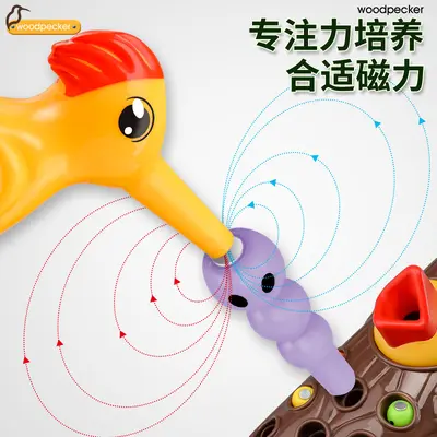 Cross-border children's woodpecker toy educational early learning fishing bug game magnetic bird bug catching parent-child interaction