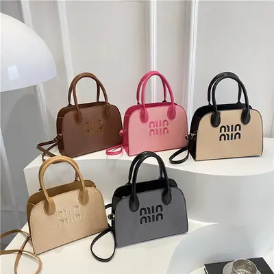 Women's Large Lettered Handbag with Shoulder and Crossbody Strap - 1