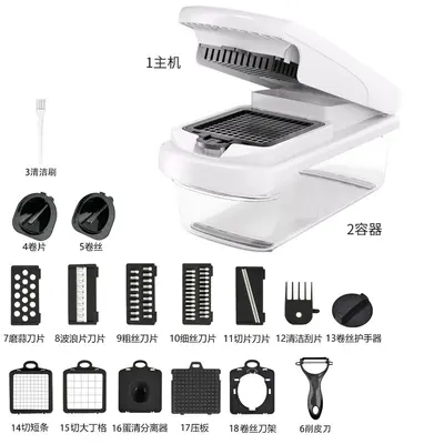 Multi-functional vegetable cutter, home kitchen tool, grater, chopper, slicer, cylinder, multi-functional vegetable cutting apparatus. - 11