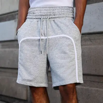 Men's Double Waist Casual Shorts, Grey, Loose Knit