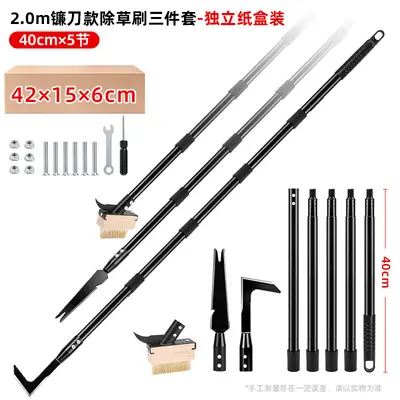 Long Handle Steel Wire Weed Brush Set for Garden and Floor Cleaning - 9