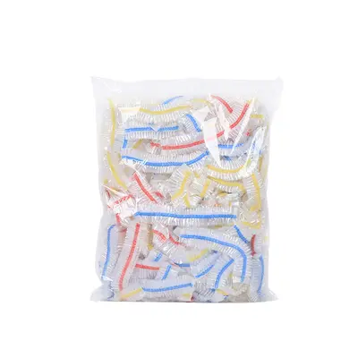 Tek kullanımlık plastik streç film, üç renkli, elastik ağızlı kase kapağı