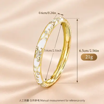 Vintage Enamel Alloy Open Bangle Ethnic Style Peony Flower Hand Ornament Cloisonne Enamel Retro Bracelet Wholesale - 9
