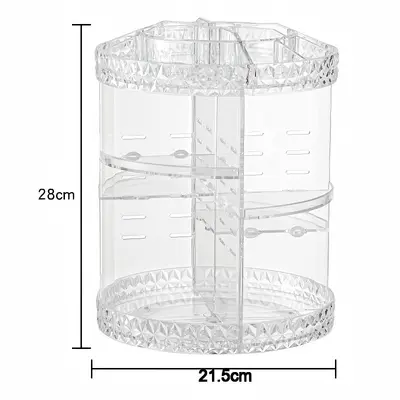 Drehbare Kosmetik-Aufbewahrungsbox, Diamantmuster, transparent - 8