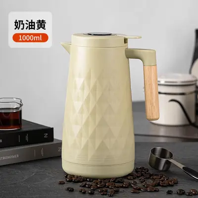Large Capacity Diamond-Pattern Thermos Flask with Temperature Display and Glass Liner - 8