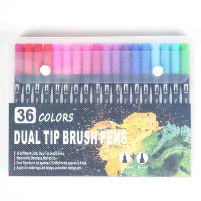 Amazon Cross-Border beliebtes wasserbasieres zweispitziges Marker-Set mit Farben, Hook-Line-Stift, Maltift mit weicher Spitze, direkter Fabrikatverkauf - 9