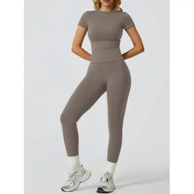 Yoga Seti Kadın İki Parça, Hızlı Kuruyan, Yüksek Bel Pantolon - 12