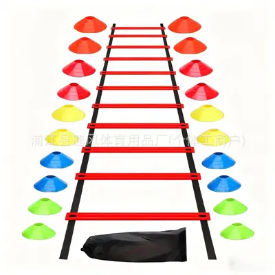 Agility ladder set with football training equipment, obstacle discs and jump rope - 8