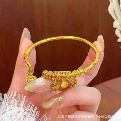 Sha jin bell ruyi bracelet for women, open adjustable, new Chinese style - 13