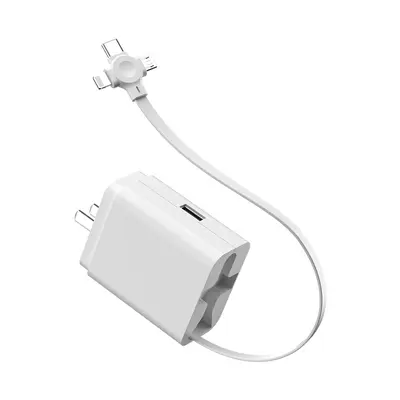 3-in-1 Retractable Cable Fast Charger with 3C Certified USB Power Adapter