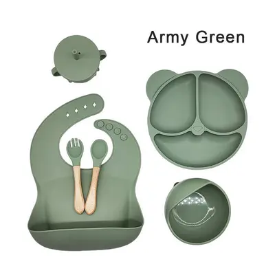 Silikon-Baby-Tischset 6-teilig Silikon-Essteller mit Saugnapf Silikon-Kinder-Essteller mit Saugnapf Schüssel Baby-Zubehör - 9