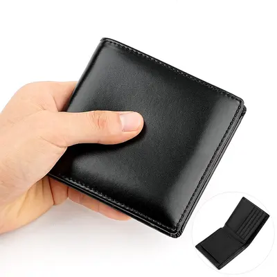 Men's Genuine Leather Bi-Fold Short Wallet, BOX Type - 7
