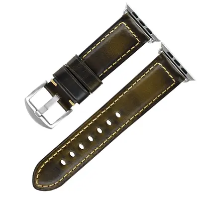 Apple Watch 3/4/5/7/8/9/SE uyumlu gerçek deri kayış, vintage - 8