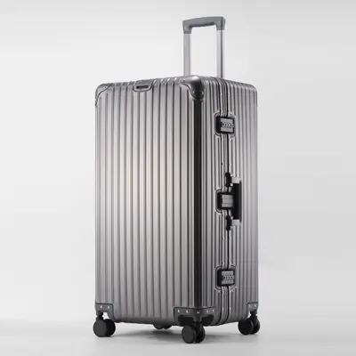 Tam Alüminyum Magnezyum Alaşımı Bavul 28 İnç Büyük Kapasiteli 360 Derece Dönebilen Tekerlekler Kalınlaştırılmış Sağlam Dayanıklı Şifre Kilit Seyahat Çantası Kadın - 9
