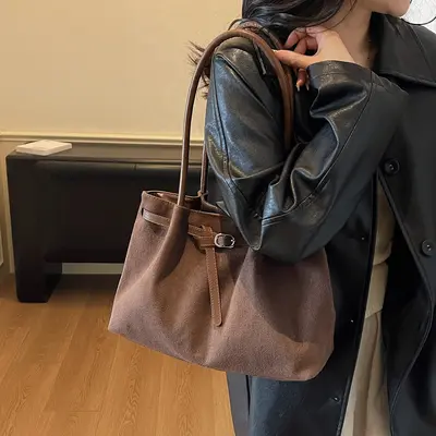 Retro-Damen-Tote-Bag mit großem Fassungsvermögen, schlichte Pendlertasche - 4