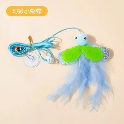 Cat Swing with Door Hanging, Elastic Feather Teaser with Bell - 13