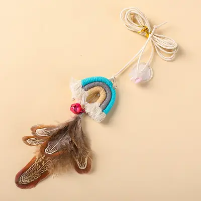 Door-Hanging Rainbow Swing Cat Toy with Bell and Elastic Hook-and-Loop Strap - 9