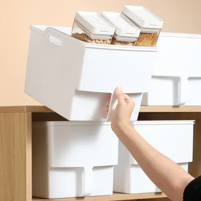 Tall cabinet storage box with handle for kitchen organization - 4