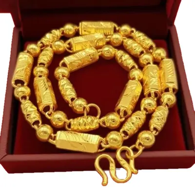 Herren Gold Bambusknoten Halskette, Vintage Boss-Kette - 5