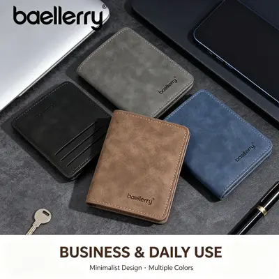 Men's Short Wallet with Student Card Holder, Anti-Theft PU Leather Wallet - 3