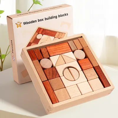 Solid Wood Chewable Building Blocks for Kids, Unpainted, Ages 3 to 6 - 7
