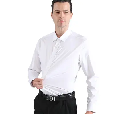Herren-Langarmhemd, bügelfrei, hochelastisch, nahtloses Design