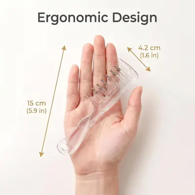 Saç derisi masaj tarağı, serum uygulayıcı, kristal tarak - 5