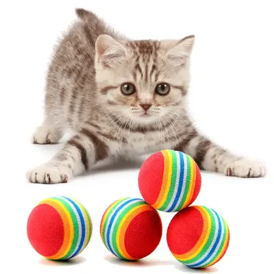 Gökkuşağı Kedi Topu, Elastik Sessiz Top, Çiğnemeye Dayanıklı
