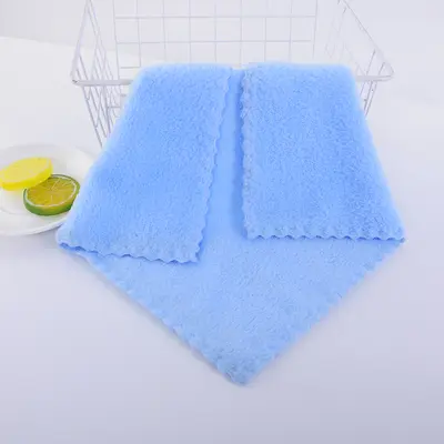 Warp-edge jacquard knitted coral velvet small square towel 30x30 cm children's towel absorbent soft fabric baby face towel - 10