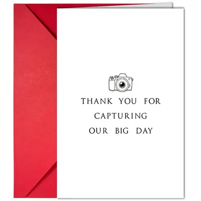 Wedding Photographer Thank-You Card with Envelope Set, Camera Illustration, 1 Piece - 1