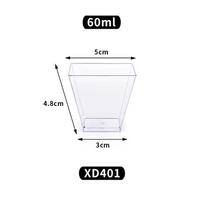 Tek kullanımlık kare plastik tatlı kabı, kapaklı, 60/110/150 ml - 7