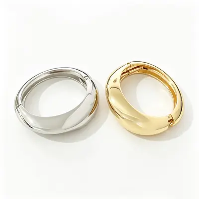 Metal open elastic couple bracelet, irregular design - 1