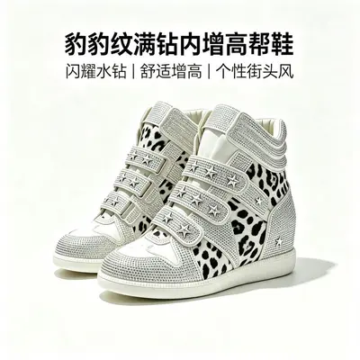 Damen-Sneaker mit Strass, versteckter 8-cm-Absatz, Retro-Y2K-Stil