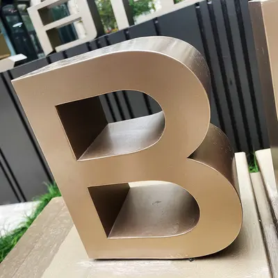 Stainless Steel Antique Flat Letters, Mirror-Finish Titanium Gold Metal Letters