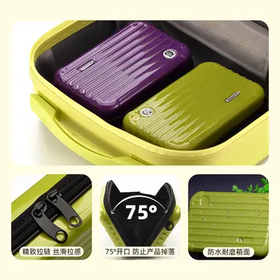 7 inch hard shell waterproof cosmetic bag, large capacity, crossbody strap - 4