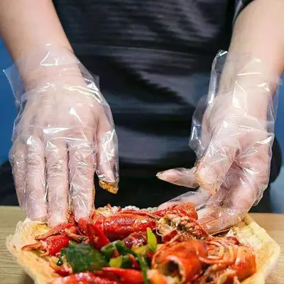 Disposable Transparent Plastic Gloves, Food-Grade, Thickened and Durable