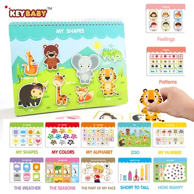 keybaby Erken Eğitim Sessiz Kitap, Tekrar Yapıştırılabilir Çıkartmalı Busy Book