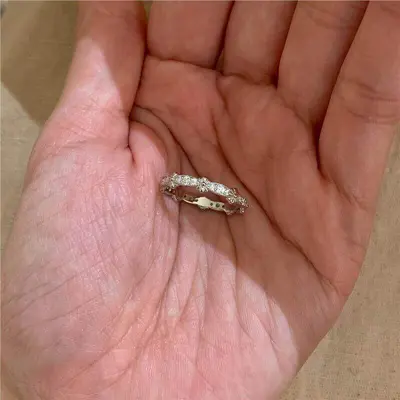 Lace iris rhinestone ring, adjustable, silver tone - 6
