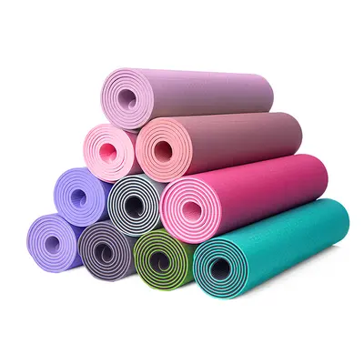 TPE yoga matı özel ölçü geniş ve kalın fitness antrenman matı sınır ötesi ev kullanımı spor amortisörlü kaymaz zemin matı toptan
