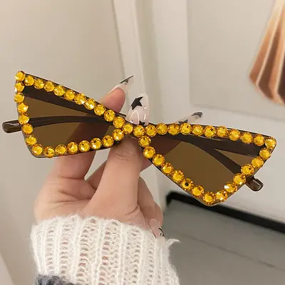 Rhinestone Bow Colorful Small Frame Party Sunglasses - 12