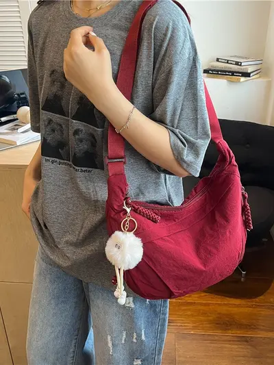 Damen Nylon Crossbody Handytasche, vielseitige Dumpling-Form - 4