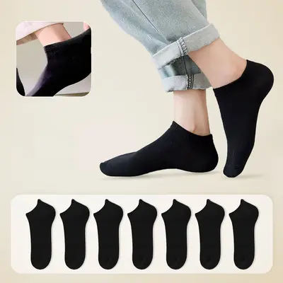 Men's Disposable Thin Summer Socks, Cotton Boat Socks, Black White Grey