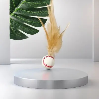 Cat toy feather elastic ball interactive teaser - 8