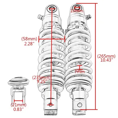 235 mm Amortisör, Yamaha JOG50/90 ZR ve DIO Uyumlu Modifiye