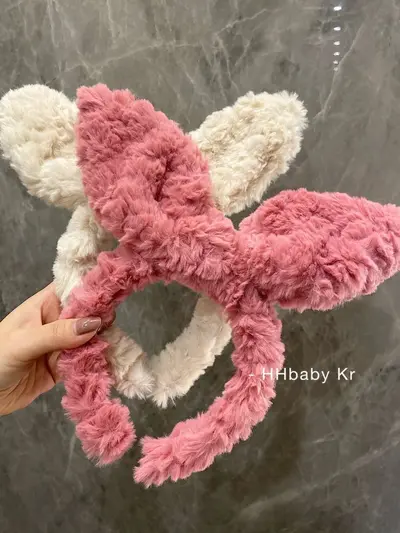 Plush Rabbit Ear Headband for Women, Face Washing Hairband