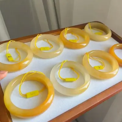 Doğal Huanglong Jade bilezik, altın tel, yarı dağ yarı su - 6