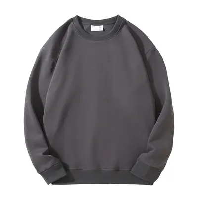 320G schwere chinesische Baumwolle verdickt einfarbiger Pullover Herren Herbst und Winter Übergroße niedrige Schulter modische Marke lockerer Rundhals-Pullover - 8