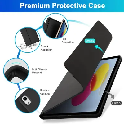 iPad 10th Gen Protective Case with Detachable Bluetooth Keyboard, A16, Pen Slot