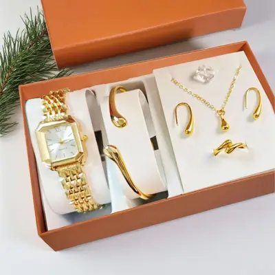 Damen-Modeuhr mit Armband- und Halskette-Set